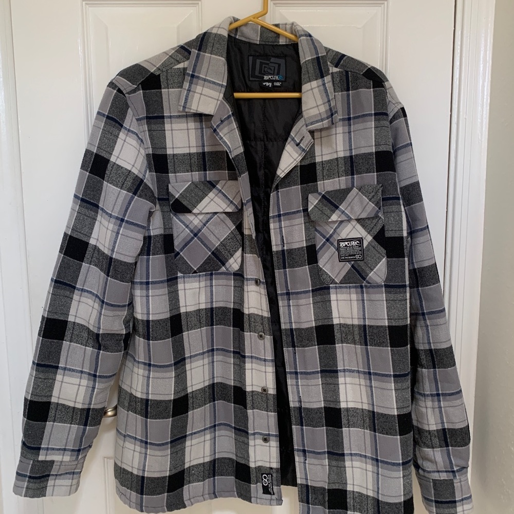 RipCurl Black Multicolored Buttoned Jacket Large